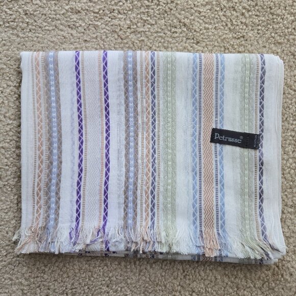 Petrusse Accessories - NWOT Petrusse Embroidered Lightweight Summer Scarf Cotton Paris